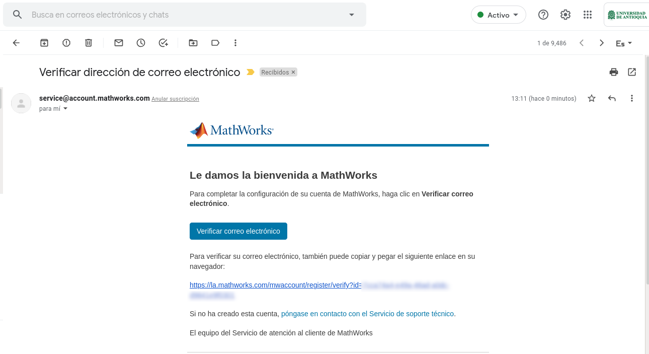 Verificación del correo